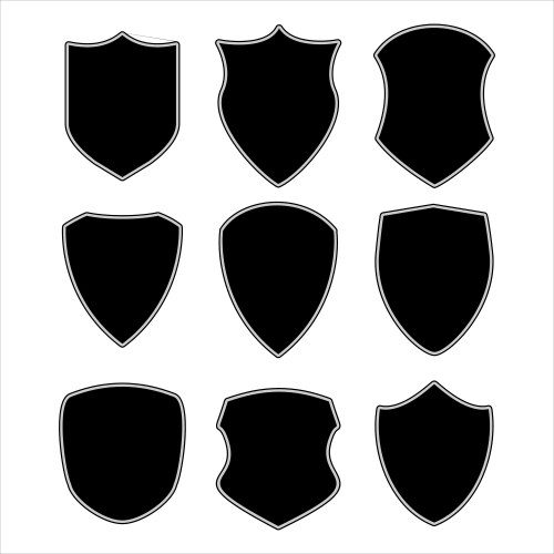 Shield shape icons set black label signs isolated Vector Image