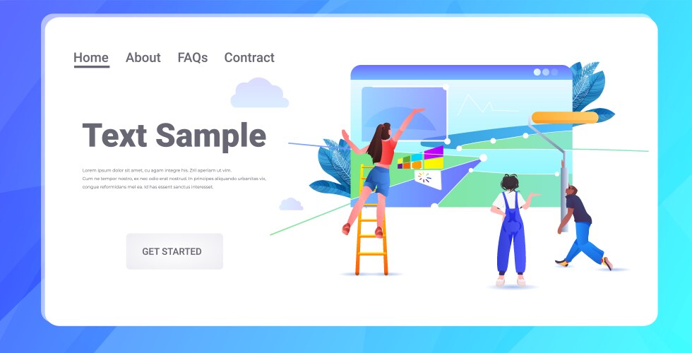 Mix race developers team creating website ui web vector image