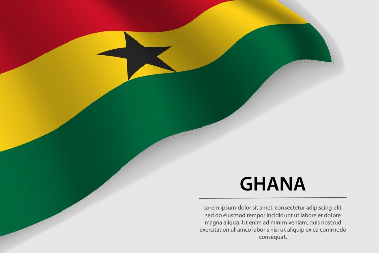 Ghana Flag on White Banner Vector Image