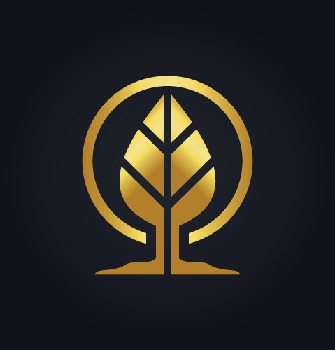 Save gold leaf organic hand logo Royalty Free Vector Image