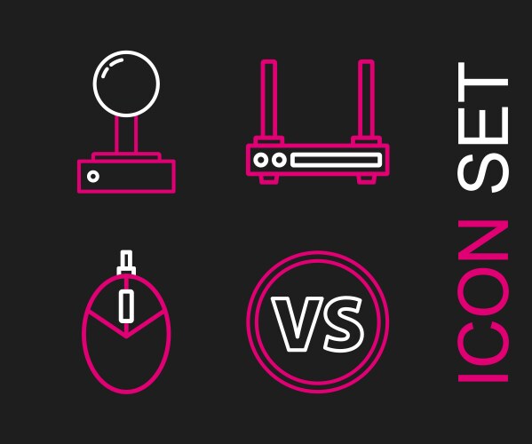 Set line vs versus battle computer mouse gaming vector image