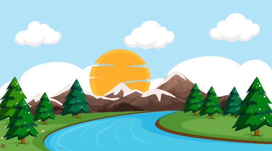 A waterfall nature landscape Royalty Free Vector Image