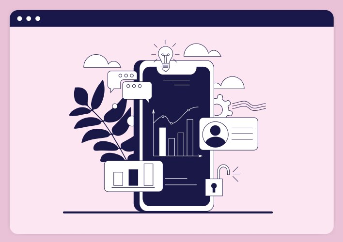 App development and web design layered user vector image