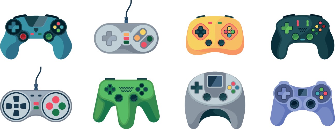 Different game controllers Royalty Free Vector Image