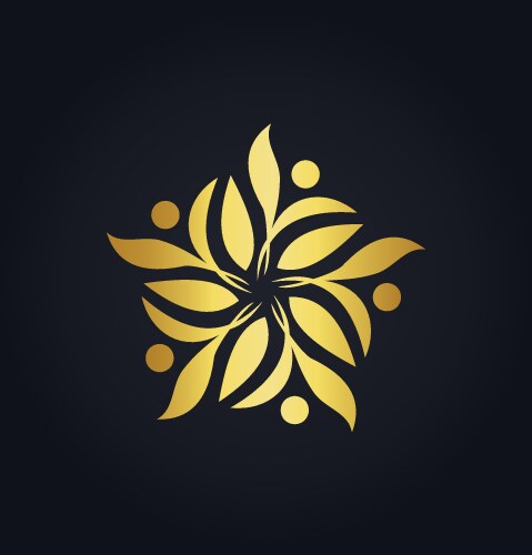 gold leaf decoration ecology logo vector