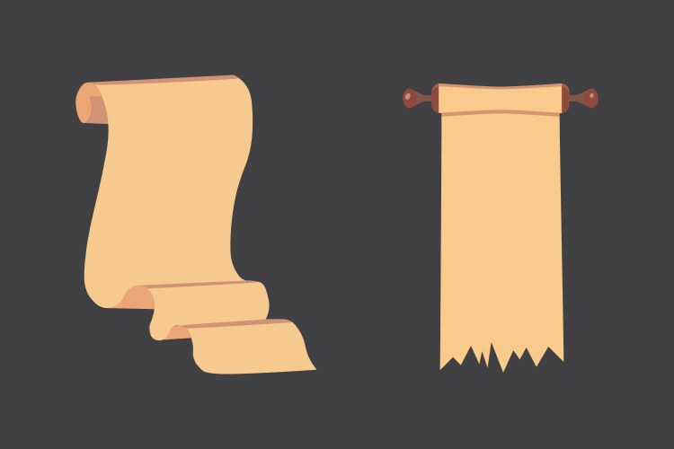 Old paper scroll set retro document script vector image