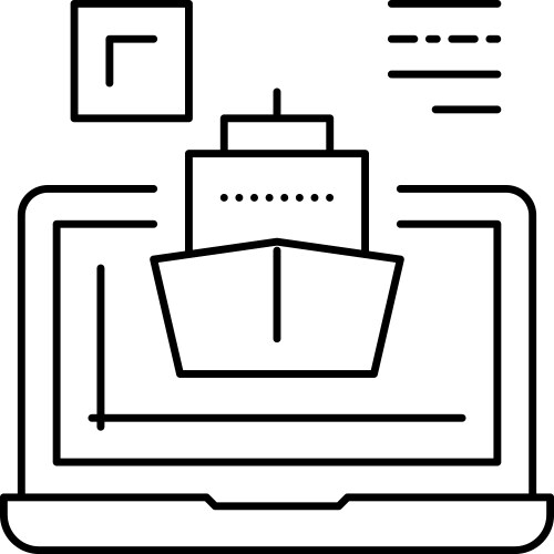 Ship modeling computer program line icon vector image