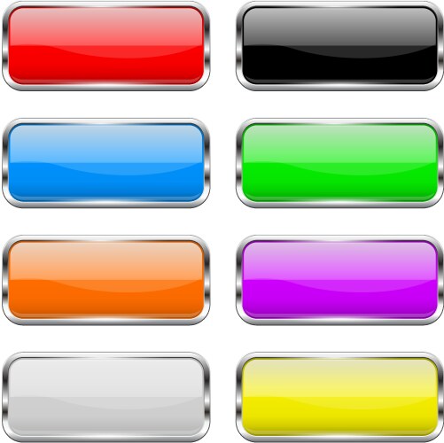 colored buttons set shiny 3d glass rectangle vector image