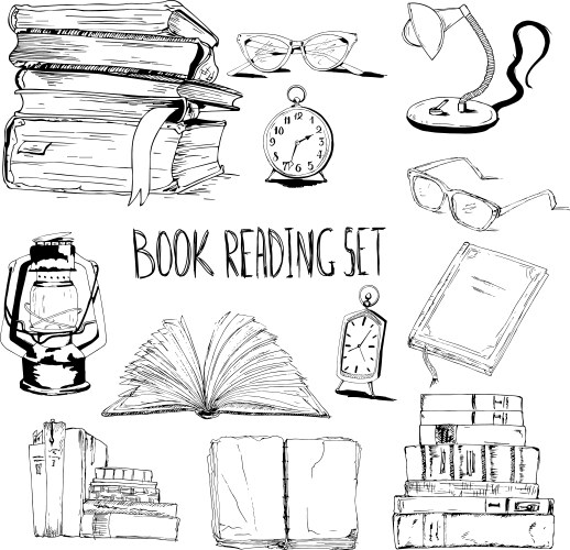 Books reading set vector image