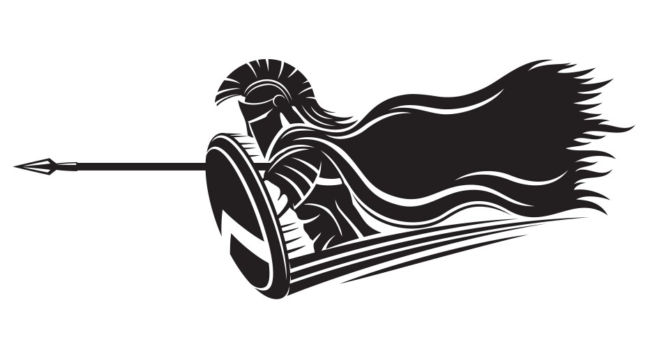 Spartan Warrior with Shield & Spear Vector Image