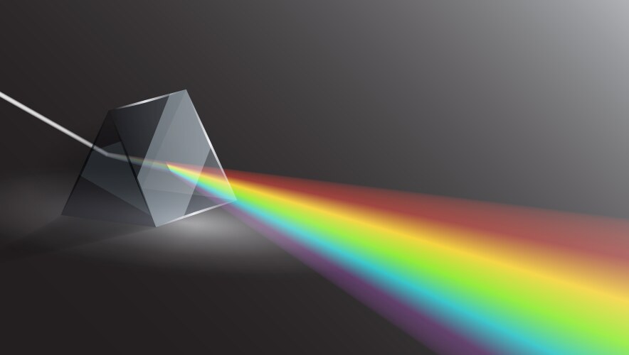 3d light passing through a triangular prism vector image