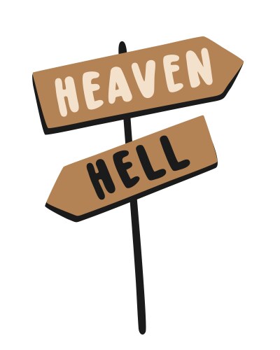 Heaven and hell pointer with arrows isolated vector image