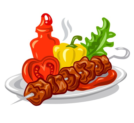 grilled hot kebab vector image