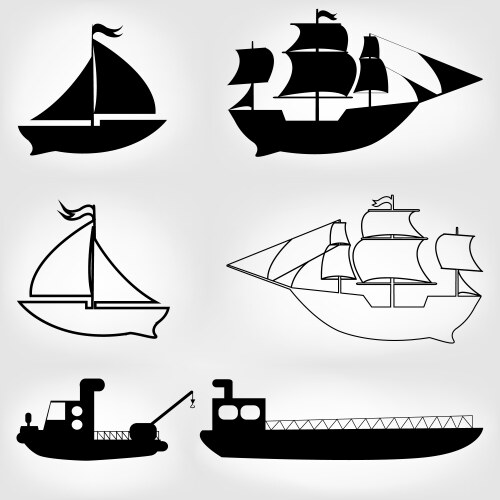 Ship icons set vector image