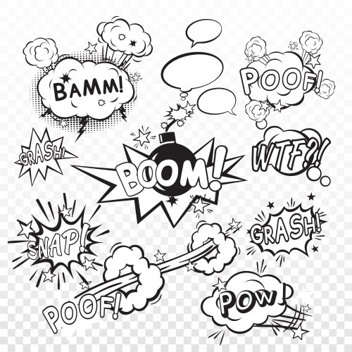 Comic boom set Royalty Free Vector Image - VectorStock