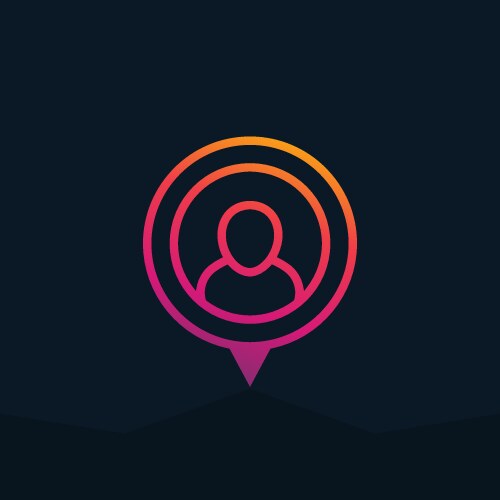 Man on pointer icon with gradient vector image