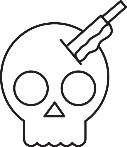 Halloween skull with knife line style icon Vector Image