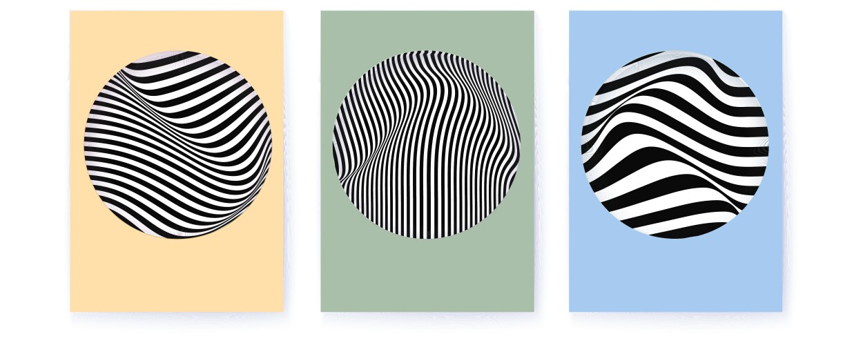 Set posters with line art abstract pattern vector image