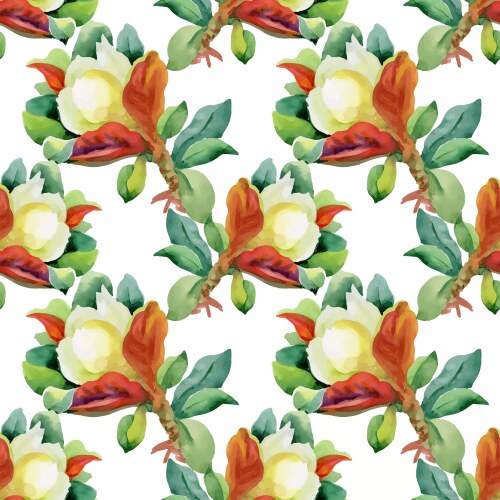 Watercolor Floral Seamless Pattern Vector Image