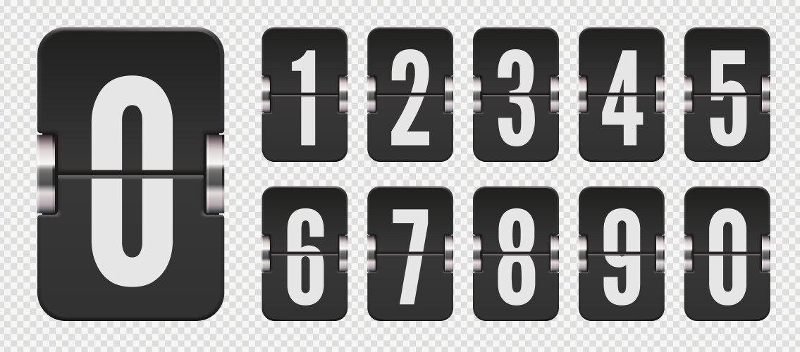 Set flip scoreboard numbers for countdown timer vektorbild