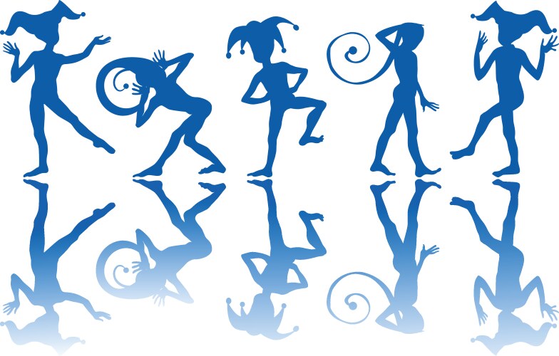 Harlequin Carnival Figures Vector Image