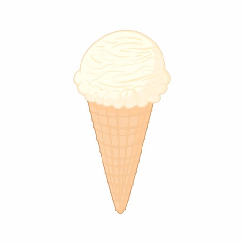 Cartoon Vanilla Ice Cream Cone Vector Image