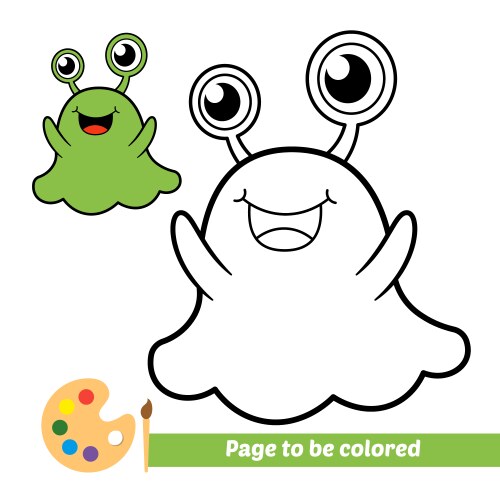 Cute Alien Monster Coloring Page Vector Image