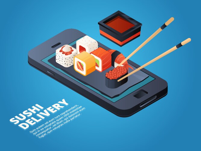 Sushi order online or telephone various vector image