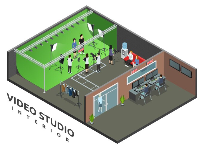 video studio interior isometric view vector image