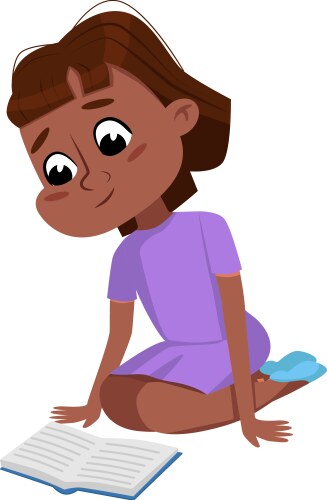 African American Girl Reading Vector Image
