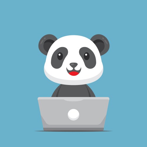 cute panda working with laptop vector image