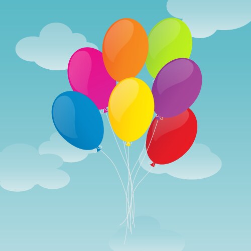 Colorful balloons on blue sky background vector image