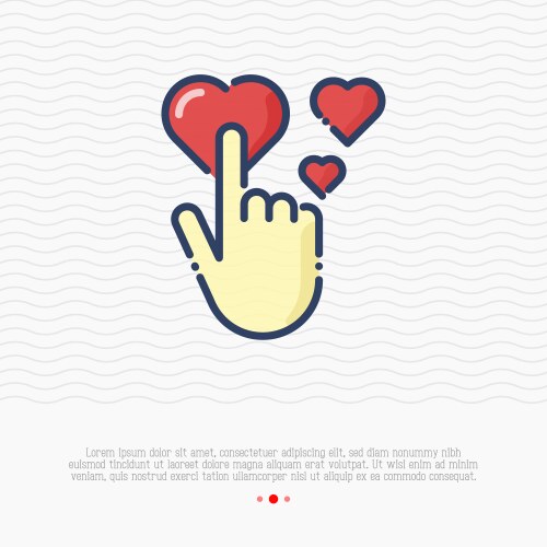 Human hand is pushing on red heart love symbol vector image