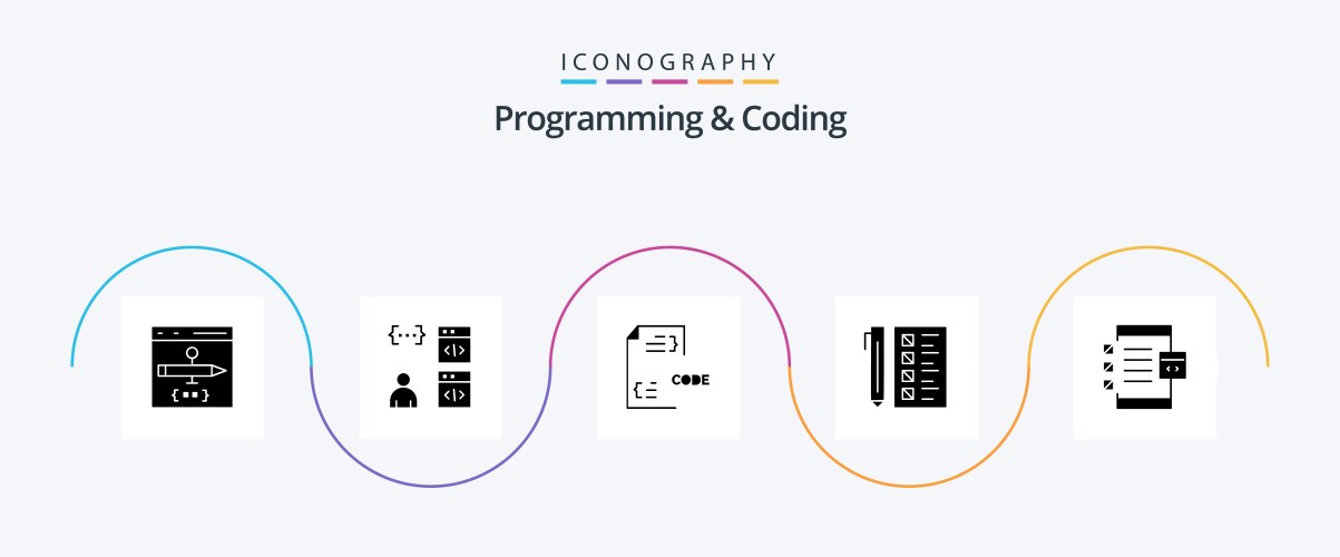 Programming and coding glyph 5 icon pack vektorbild