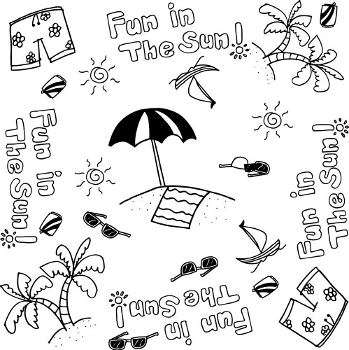 Beach Doodle Art Vector Image