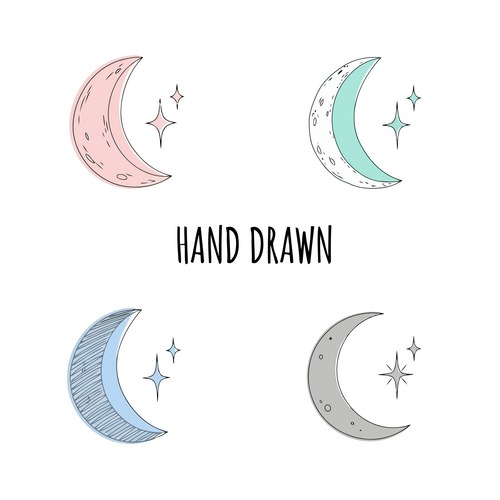 Pastel Moon Phases with Stars Vector Image