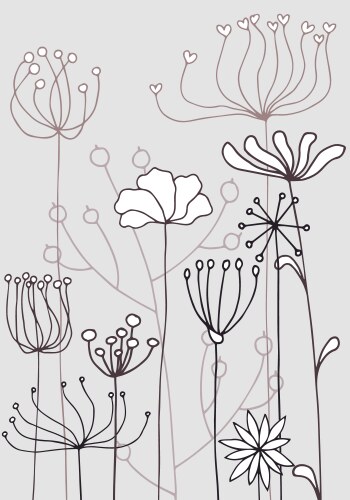 Background with drawing herbs and flowers vector image