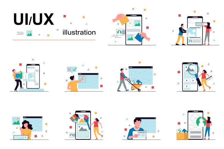 ui ux design and programming concept with people vector image