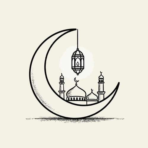Crescent Moon Mosque Sketch Vector Image