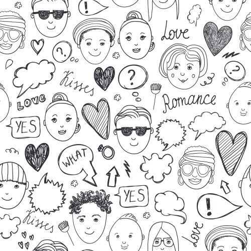 Faces people - hand drawn doodle set Royalty Free Vector