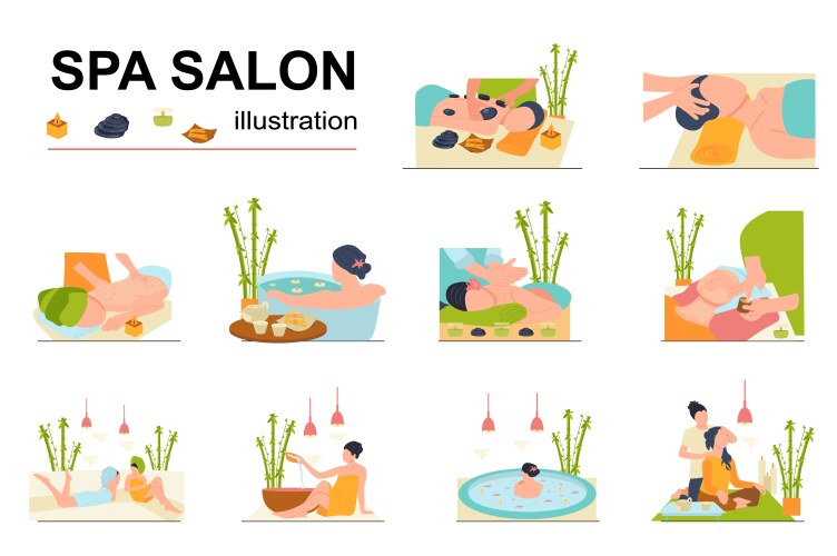 spa salon concept with people scene set vector image