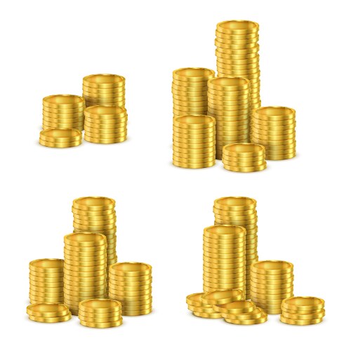 Golden Coins Stacks - Wealth & Cash Vector Image