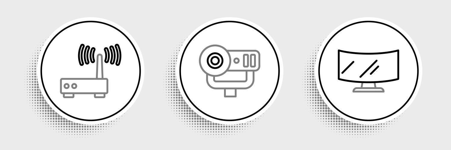 Set line computer monitor screen router and wi-fi vector image