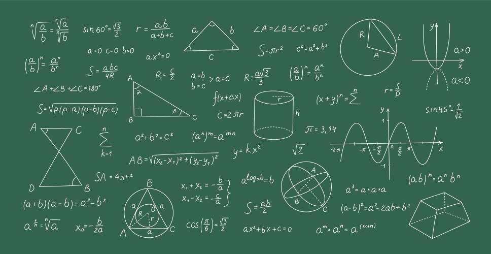 doodle style math formulas hand drawn theory vector