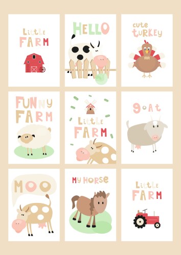 Cute baby animal card cartoon hand drawn style Vector Image