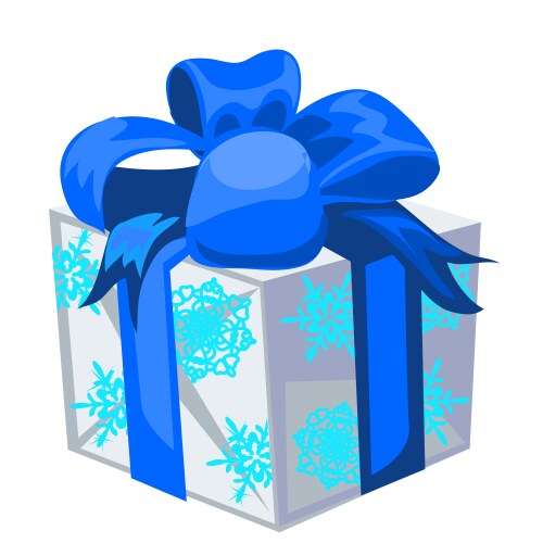 Gift box with a blue bowknot wrapped paper vector image