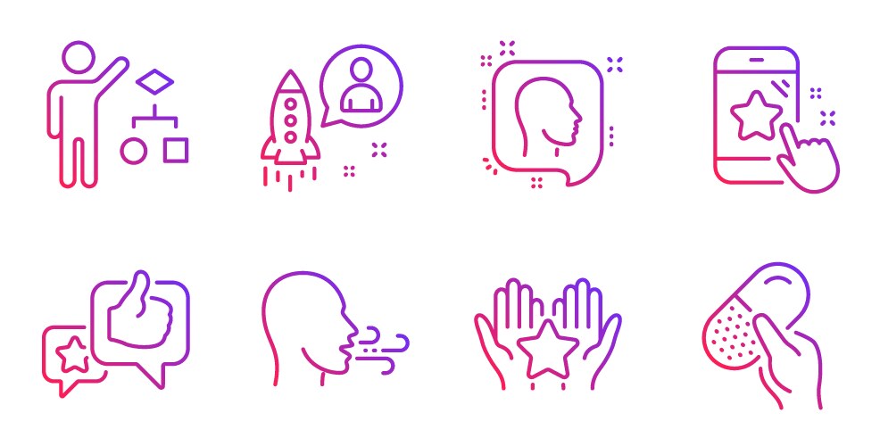 Like startup and head icons set algorithm vector image