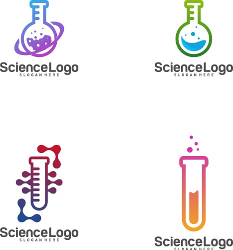 set lab logo design concept creative vector