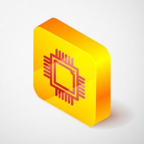 Isometric computer processor with microcircuits vector image