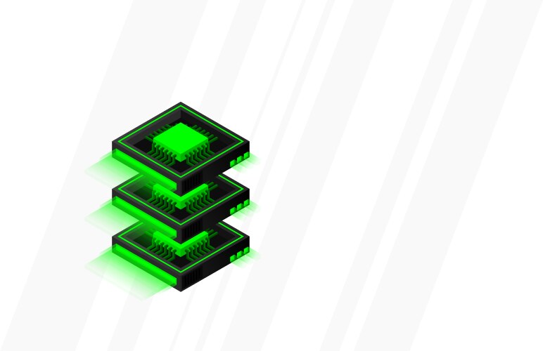 Quantum computer large data processing server vector image